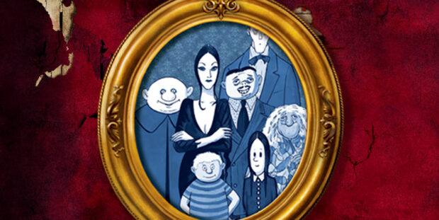 Cartoon-like illustration of the fictional Addams Family.